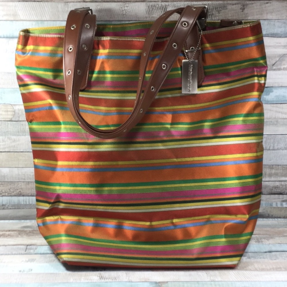 Large Satin Striped Tote Bag by Naturalizer